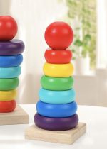 Wooden Rainbow Stacking Rings Tower - Image 4